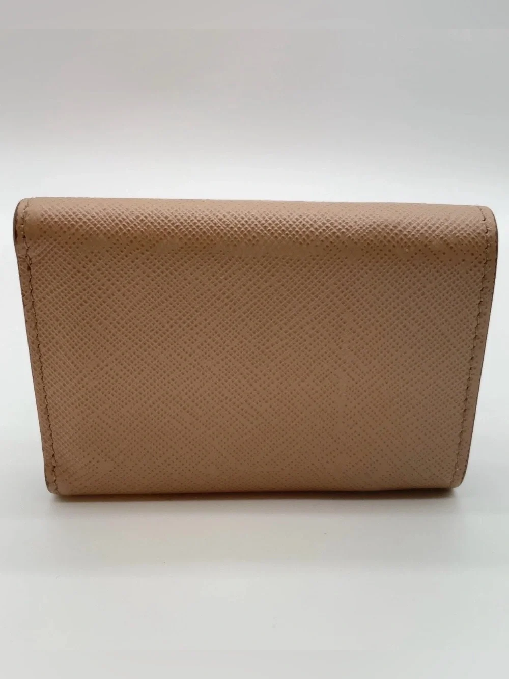 Authentic Prada Saffiano Leather Beige Tri-fold Wallet